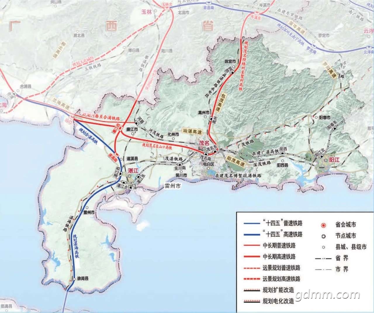 新时代粤西地区铁路网络规划布局研究,茂贺高铁和茂山