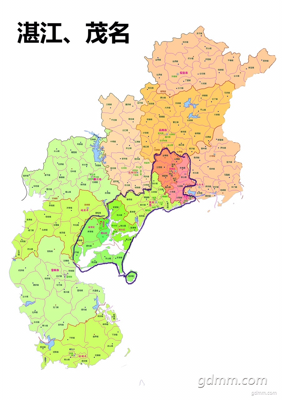 湛茂都市圈的最重要一步是设立湛江市吴川区打通湛江茂名两个市区界线